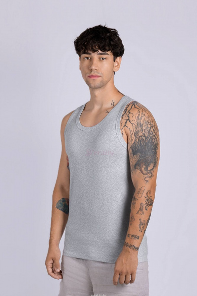 Майка из трикотажа с хлопком в сером цвете Verally 600-1 меланж - фото 3