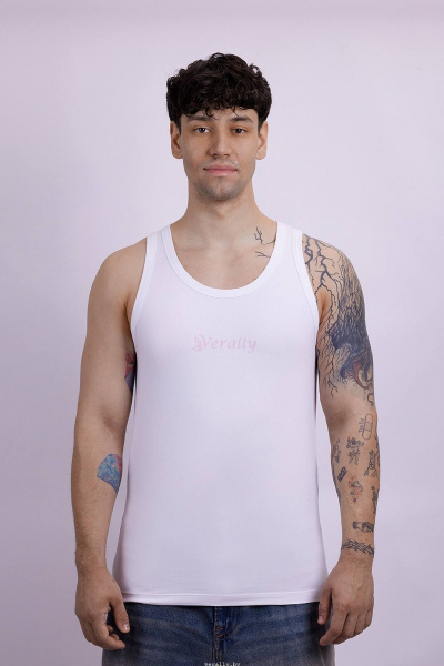 Майка из трикотажа с хлопком в белом цвете Verally 600-1 белый - фото 1