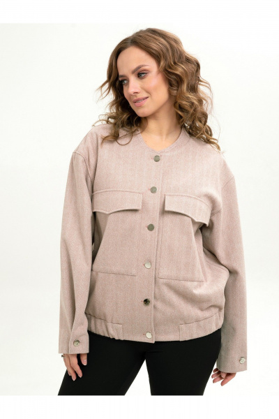 Демисезонный бомбер с накладными карманами и воротником-стойкой Пинск-Стиль 207 капучино - фото 8