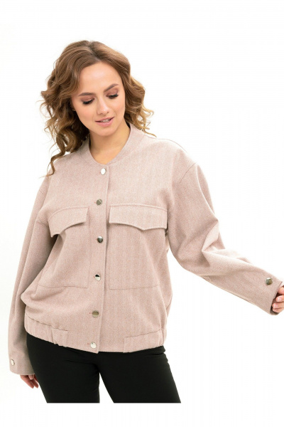 Демисезонный бомбер с накладными карманами и воротником-стойкой Пинск-Стиль 207 капучино - фото 6