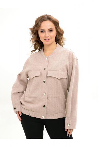 Демисезонный бомбер с накладными карманами и воротником-стойкой Пинск-Стиль 207 капучино - фото 1