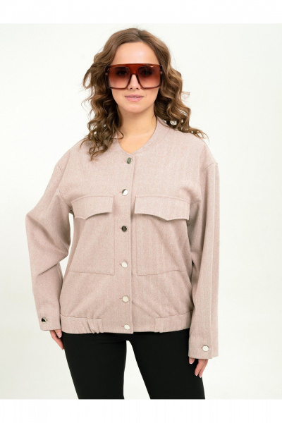 Демисезонный бомбер с накладными карманами и воротником-стойкой Пинск-Стиль 207 капучино - фото 5