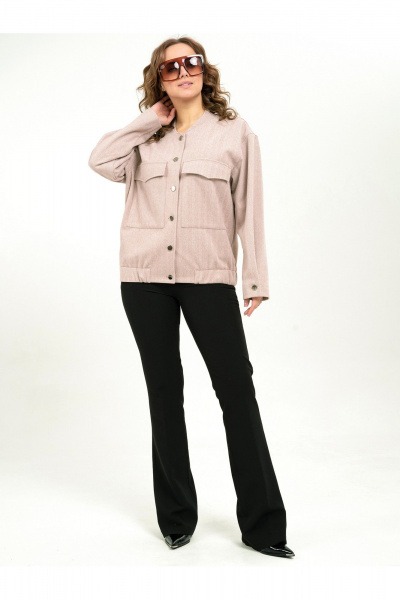 Демисезонный бомбер с накладными карманами и воротником-стойкой Пинск-Стиль 207 капучино - фото 3