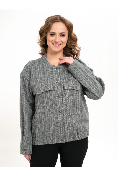 Серый текстильный бомбер с заклепками и свободным силуэтом Пинск-Стиль 207 серый - фото 10