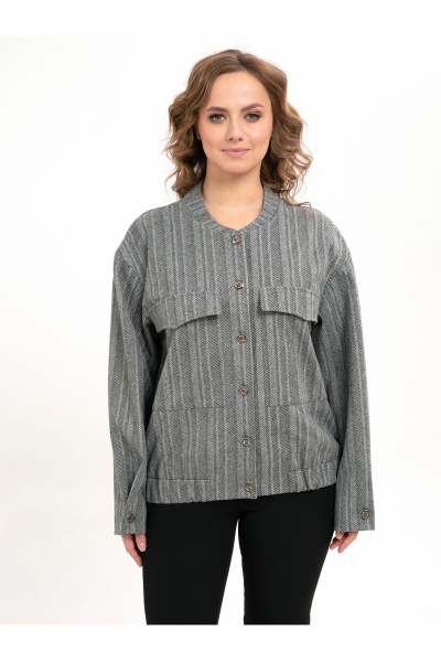 Серый текстильный бомбер с заклепками и свободным силуэтом Пинск-Стиль 207 серый - фото 3