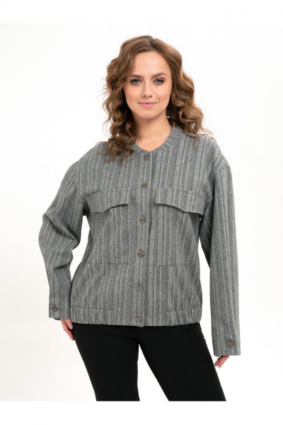 Серый текстильный бомбер с заклепками и свободным силуэтом Пинск-Стиль 207 серый - фото 1