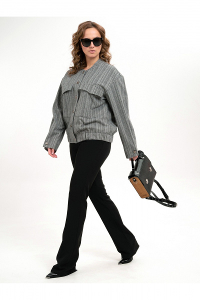 Серый текстильный бомбер с заклепками и свободным силуэтом Пинск-Стиль 207 серый - фото 7