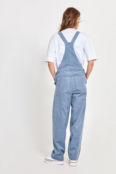 Голубой вельветовый комбинезон с широкими бретелями и кокеткой Rivoli 5238 - фото 3