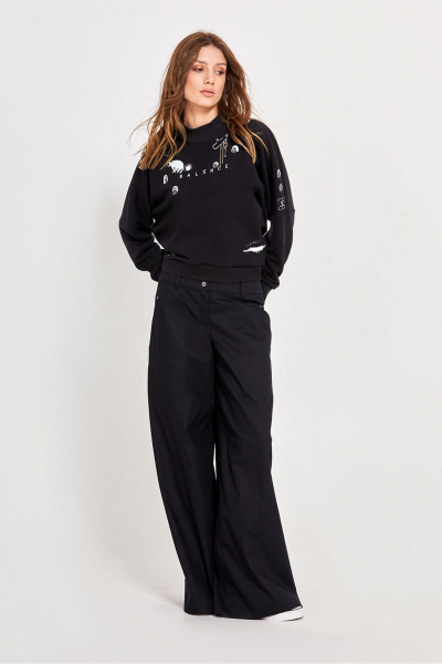 Джегинсы расклешенные из джинса с вышивкой и кожаной аппликацией Rivoli 5237 - фото 10