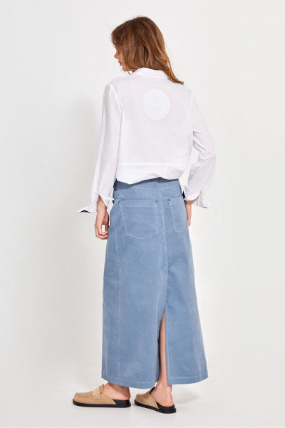 Круглогодичная белая рубашка из хлопка с вышивкой Rivoli 2420 - фото 7