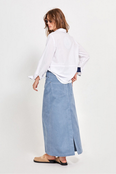 Круглогодичная белая рубашка из хлопка с вышивкой Rivoli 2420 - фото 6