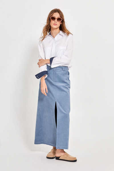 Круглогодичная белая рубашка из хлопка с вышивкой Rivoli 2420 - фото 5