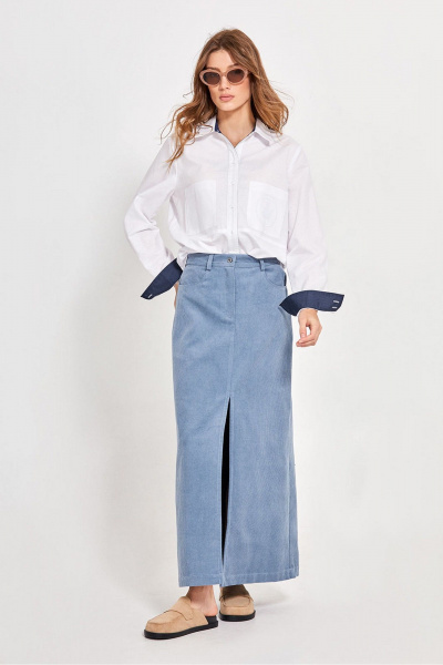 Круглогодичная белая рубашка из хлопка с вышивкой Rivoli 2420 - фото 4