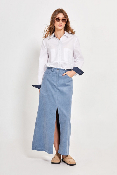 Круглогодичная белая рубашка из хлопка с вышивкой Rivoli 2420 - фото 2