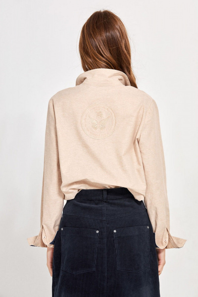 Бежевый текстильный рубашечный топ с фигурным низом Rivoli 2420.2 - фото 7