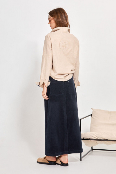 Бежевый текстильный рубашечный топ с фигурным низом Rivoli 2420.2 - фото 6