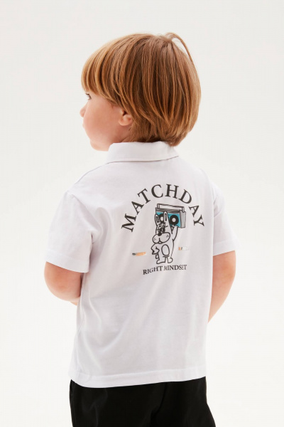 Футболка-поло для мальчика с воротником и принтами Bell Bimbo 250223 белый - фото 5