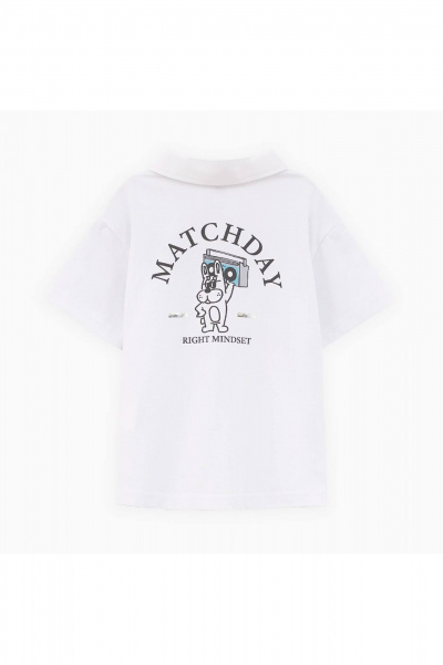 Футболка-поло для мальчика с воротником и принтами Bell Bimbo 250223 белый - фото 4