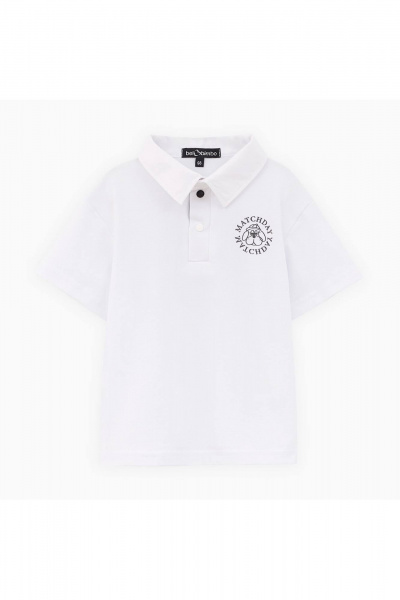 Футболка-поло для мальчика с воротником и принтами Bell Bimbo 250223 белый - фото 3