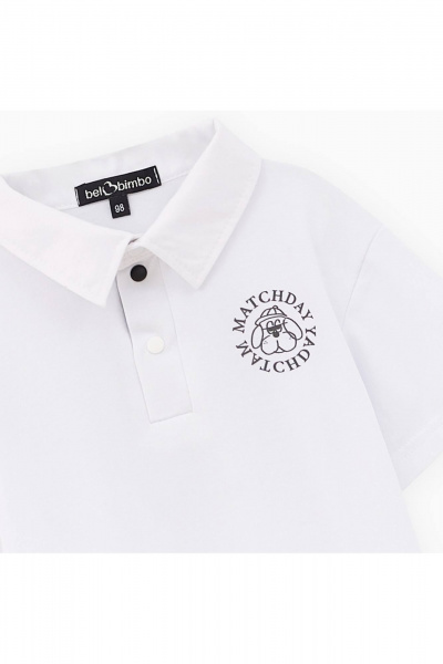Футболка-поло для мальчика с воротником и принтами Bell Bimbo 250223 белый - фото 2