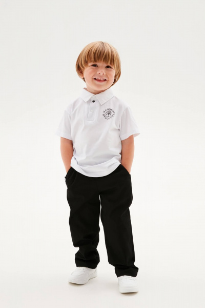 Футболка-поло для мальчика с воротником и принтами Bell Bimbo 250223 белый - фото 1