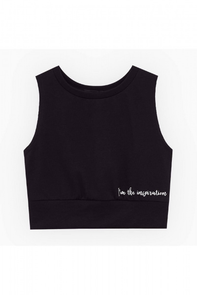 Летний кроп-топ для девочки с оригинальным вырезом Bell Bimbo 250214 черный - фото 4