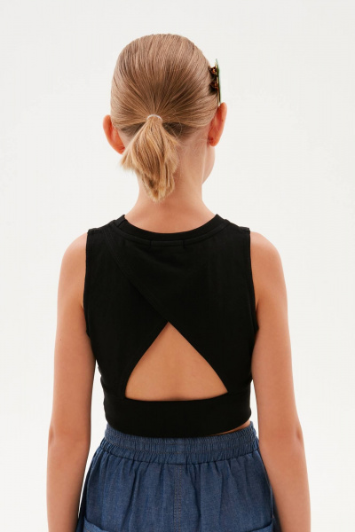 Летний кроп-топ для девочки с оригинальным вырезом Bell Bimbo 250214 черный - фото 2