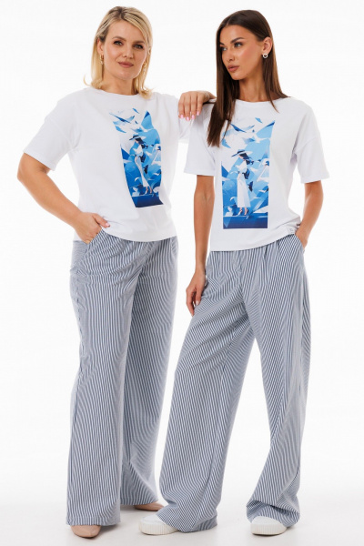 Футболка белая с цифровым принтом свободного кроя Kivviwear 4026.174 - фото 4