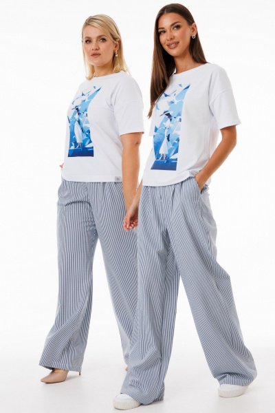 Футболка белая с цифровым принтом свободного кроя Kivviwear 4026.174 - фото 3