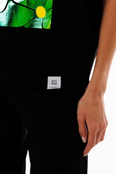Футболка черная свободного кроя с рукавом летучая мышь Kivviwear 4072.25 - фото 9
