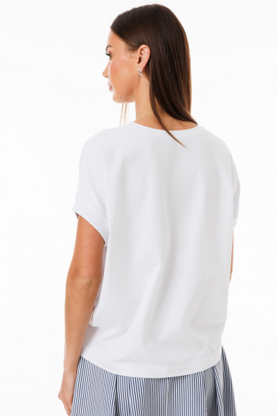 Футболка белая с рукавом летучая мышь цифровой принт Kivviwear 4072.26 - фото 9