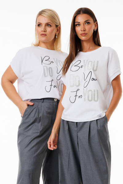 Футболка белая с рукавом летучая мышь цифровая печать Kivviwear 4072.27 - фото 1