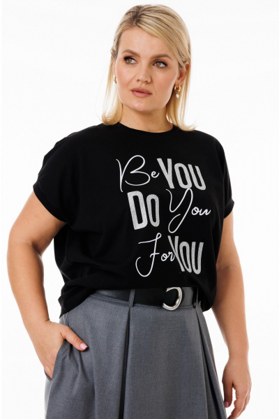 Футболка черная свободного кроя с рукавом летучая мышь Kivviwear 4072.28 - фото 8