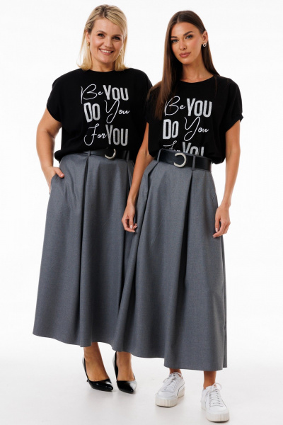 Футболка черная свободного кроя с рукавом летучая мышь Kivviwear 4072.28 - фото 4