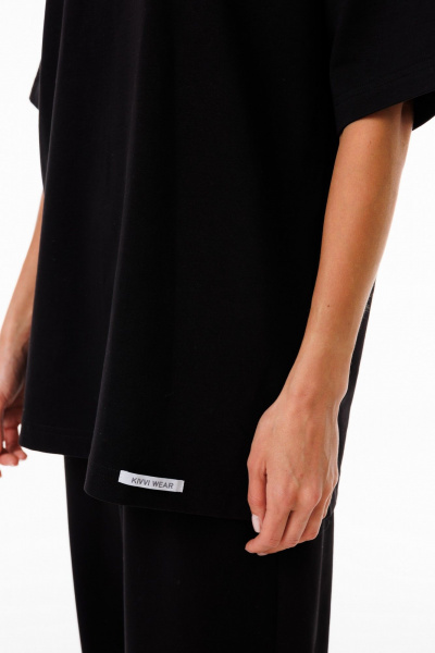 Футболка удлиненная из мягкого футера с разрезами и рукавом Kivviwear 4147.19 - фото 7