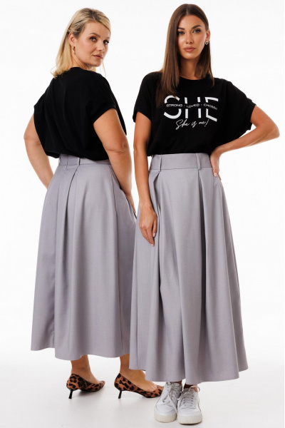 Юбка-трапеция из костюмной ткани с складками и карманами Kivviwear 4235.06 - фото 6