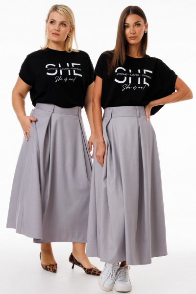 Юбка-трапеция из костюмной ткани с складками и карманами Kivviwear 4235.06 - фото 4
