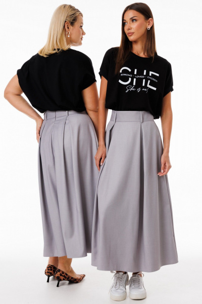 Юбка-трапеция из костюмной ткани с складками и карманами Kivviwear 4235.06 - фото 1