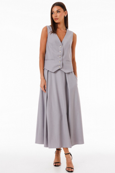 Жилет юбка костюм из костюмной ткани с карманами и складками Kivviwear 42344235.06 - фото 1