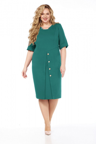 Платье прямое из костюмной ткани с пуговицами и карманами Jurimex 3262 зеленый - фото 1