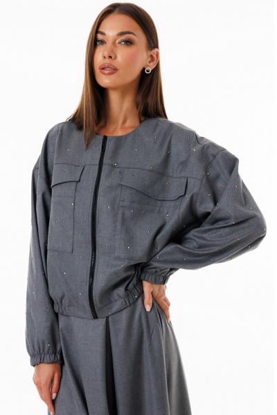 Жакет демисезонный из хлопка свободный на каждый день Kivviwear 42071.01 - фото 1