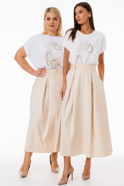 Юбка-трапеция из костюмной ткани с складками и карманами Kivviwear 4235.08 - фото 4