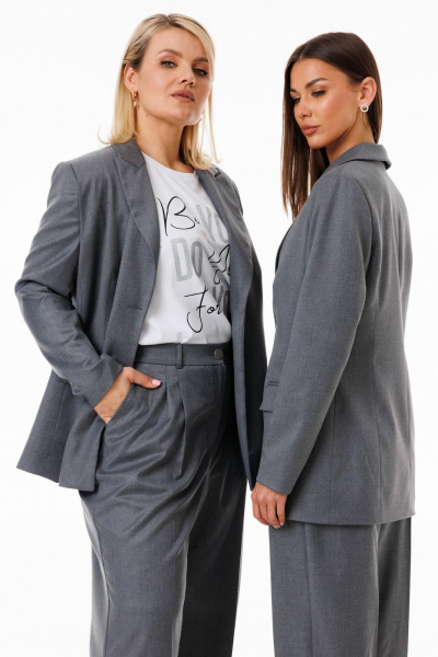 Костюм серый жакет и брюки палаццо из текстиля и хлопка Kivviwear 42734271.01 - фото 10