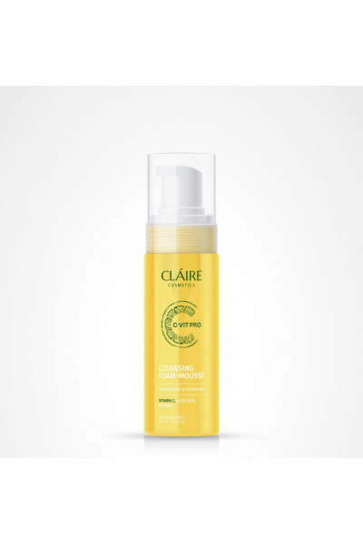 Пенка для умывания мягкая и тонизирующая с витамином C Claire Cosmetics C-VIT PRO Очищающая пенка-мусс для умывания - фото 1