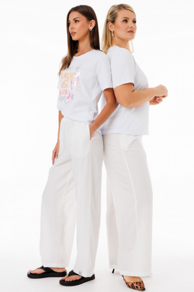 Молочные свободные брюки из вискозы с карманами Kivviwear 4284.01 - фото 6