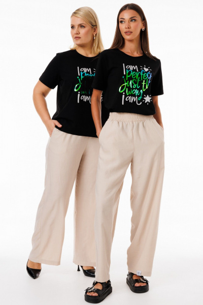 Бежевые брюки из вискозы прямого кроя с карманами Kivviwear 4284.02 - фото 2