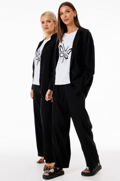 Черные брюки из вискозы с классическим прямым силуэтом Kivviwear 4284.03 - фото 4