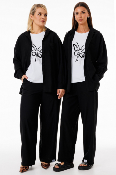 Черные брюки из вискозы с классическим прямым силуэтом Kivviwear 4284.03 - фото 2