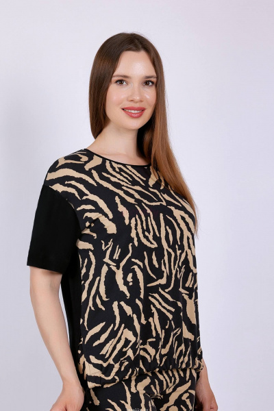 Майка из эластичного вискозного трикотажа с поясом Verally 495-1 сафари - фото 3