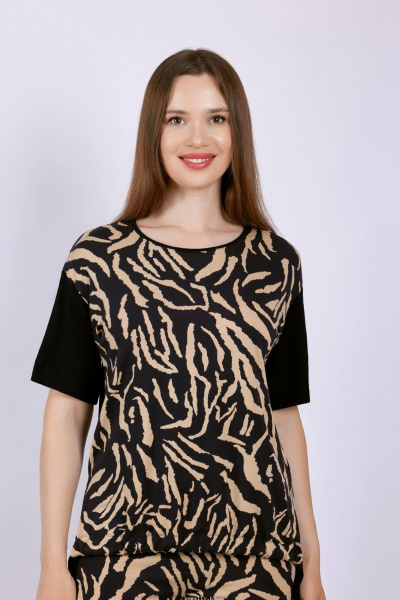 Майка из эластичного вискозного трикотажа с поясом Verally 495-1 сафари - фото 1